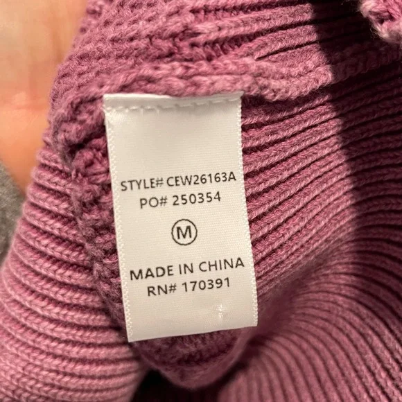 Camellia Cable Knit Cardigan Women Med Mauve Purple Cotton Balloon Sleeve Boho - Picture 5 of 9